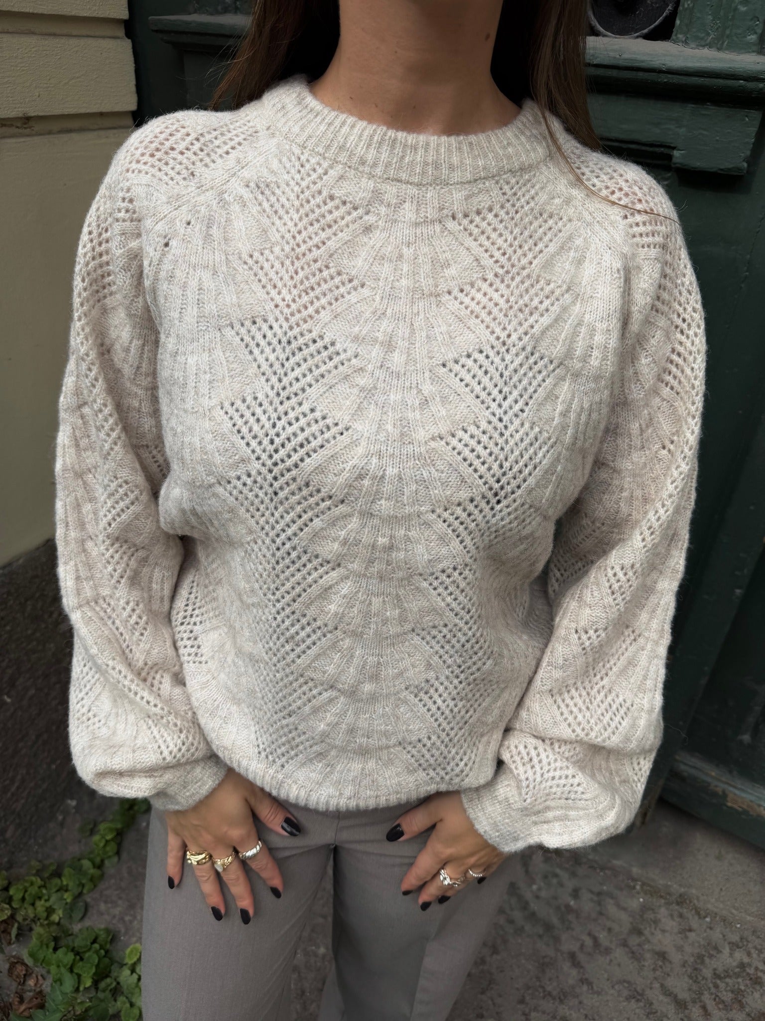 OBJFLORA Pullover - White Sand